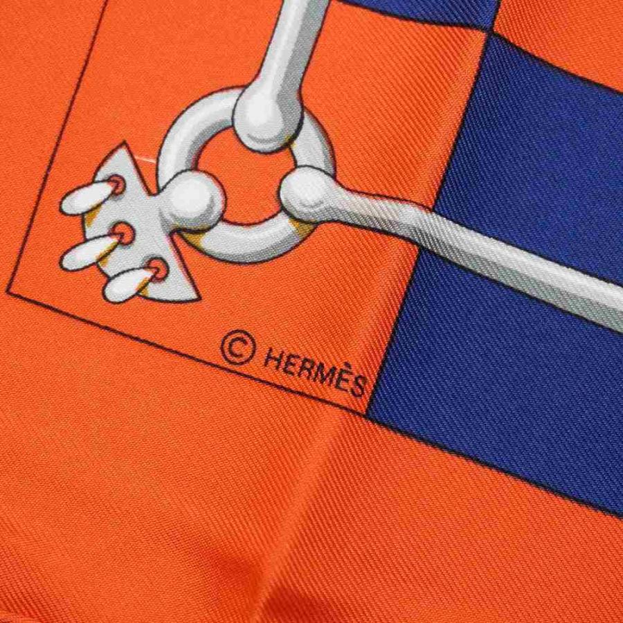 未使用品 エルメス HERMES CLIQUETIS クリケティス カレ90 シルク スカーフ ORANGE/NAVY(オレンジ/ネイビー) レディース_2