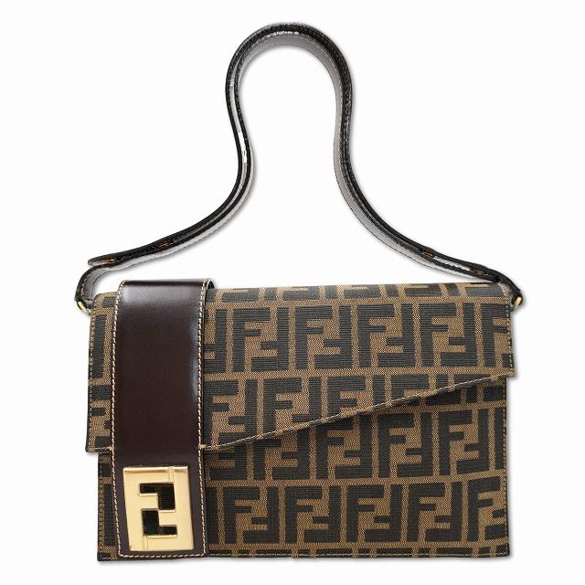 【美品】FENDI ズッカ　ショルダーバッグ ワンショルダー　年代物 FENDI フェンディ ヴィンテージ キャンバス/レザー ズッカ柄