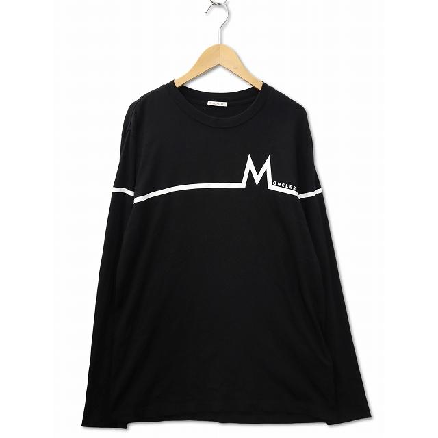 【美品】MONCLER モンクレール LS TSHIRT ラバーロゴ ブラック MONCLER モンクレール LS TSHIRT T-SHIRT クルーネック ロゴ