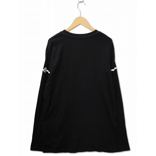 【美品】MONCLER モンクレール LS TSHIRT ラバーロゴ ブラック MONCLER モンクレール LS TSHIRT T-SHIRT クルーネック ロゴ