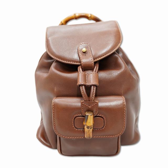 【中古】グッチ GUCCI ヴィンテージ 003-2034-0030 レザー バンブー ミニ リュック BROWN(ブラウン) レディース GUCCI（グッチ） ヴィンテージ 003-2034-0030 レザー バンブー ミニ