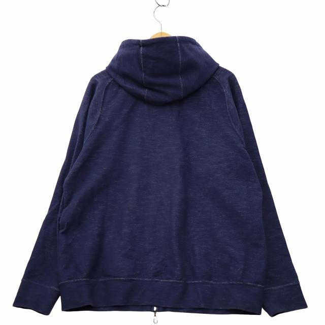 【中古】HUNTING WORLD ダブルジップ ロゴワッペン 裏毛 デニム調 フーディ パーカー L INDIGO インディゴ メンズ Hunting World（ハンティング・ワールド） ダブルジップ ロゴワッペン