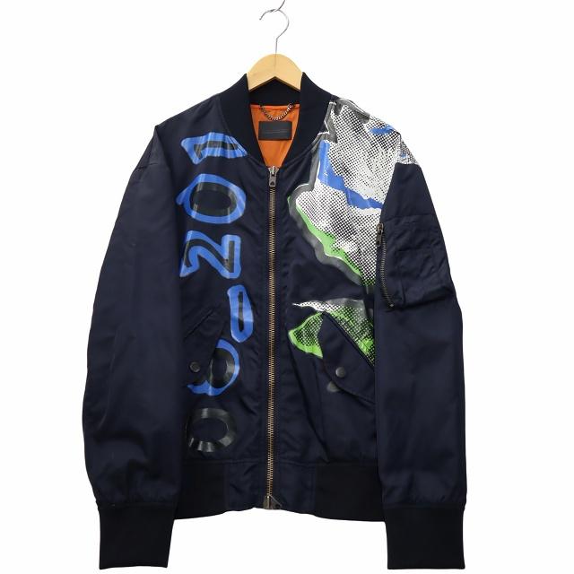【中古】DIESEL BLACK GOLD JIBOMB-PRINT JACKET MA-1 ブルゾン 50 DARK NAVY ダークネイビー メンズ DIESEL BLACK GOLD ディーゼルブラックゴールド JIBOMB-PRINT JACKET