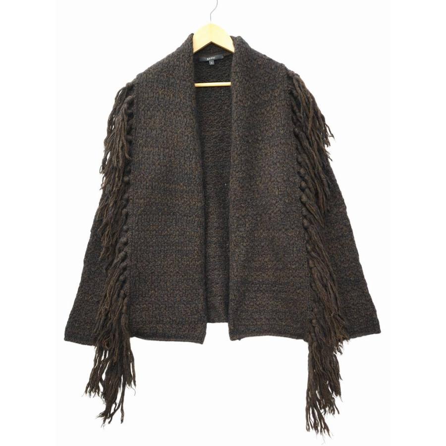 【中古】グッチ GUCCI 304359 キャメル モヘア混 メランジ 前開き フリンジ カーディガン L BROWN(ブラウン) 秋冬 GUCCI（グッチ） GUCCI 304359 キャメル モヘア混 メランジ 前開き