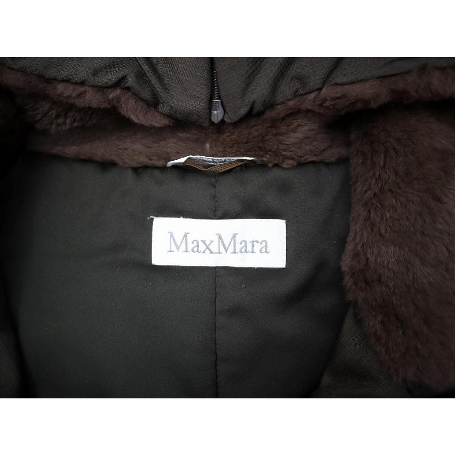 【中古】マックスマーラ MAX MARA ファーフーディー ナイロン バックリボン ハーフコート 42(L) チャコール系 秋冬 Max Mara（マックスマーラ） ファーフーディー ナイロン バックリボン