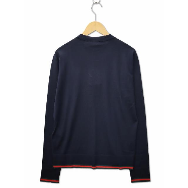 未使用品 グッチ GUCCI 2025SS 814531 クルーネック シェリーライン 長袖 ウール 薄手 ニット セーター L NAVY(ネイビー) メンズの画像