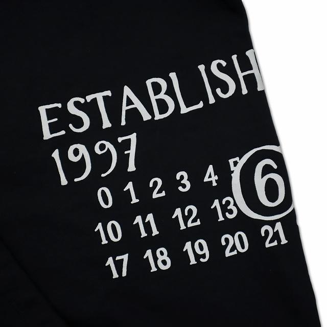 【中古】MM6 Maison Margiela 2025SS ロゴ カレンダー プリント スウェット プルオーバー パーカー XL BLACK エムエムシックス メゾンマルジェラ MM6 Maison Margiela 2025SS ロゴ