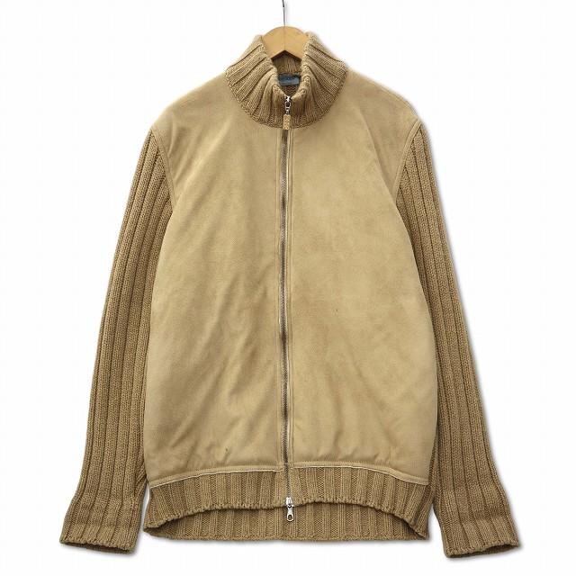 【中古】グランサッソ GRAN SASSO リブニットコンビ フェイクムートン ブルゾン ジャケット ベージュ 48 (L) メンズ Gran Sasso（グランサッソ） リブニットコンビ フェイクムートン