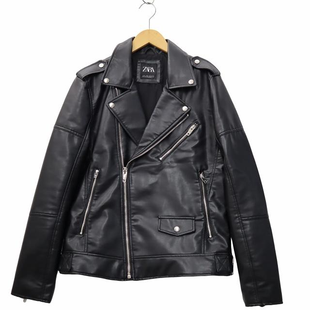 新品 ZARA ザラ ダブルライダースジャケット フェイクレザー ブラック　Ｍ ZARA（ザラ） フェイクレザー ダブル ライダースジャケット M BLACK