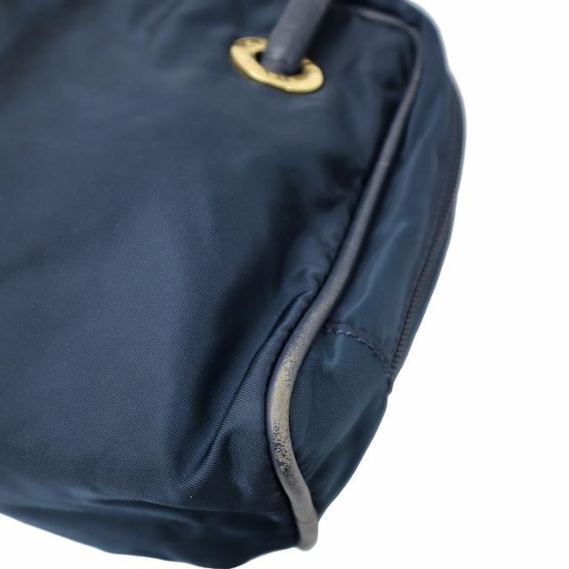 CELINE ネイビー 紺 レザーハンドバッグ CELINE（セリーヌ） ナイロン レザー ミニ ハンドバッグ NAVY ネイビー