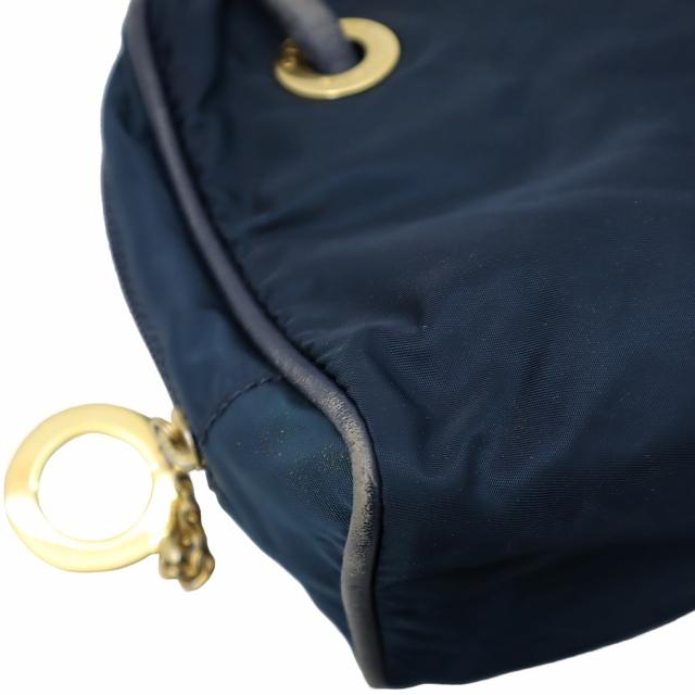 CELINE（セリーヌ） ナイロン レザー ミニ ハンドバッグ NAVY ネイビー