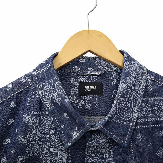 タグ付き　DIESEL ベロア　メタルボタン　ペイズリー柄　デニムシャツ タグ付き DIESEL ベロア メタルボタン ペイズリー柄 デニムシャツ