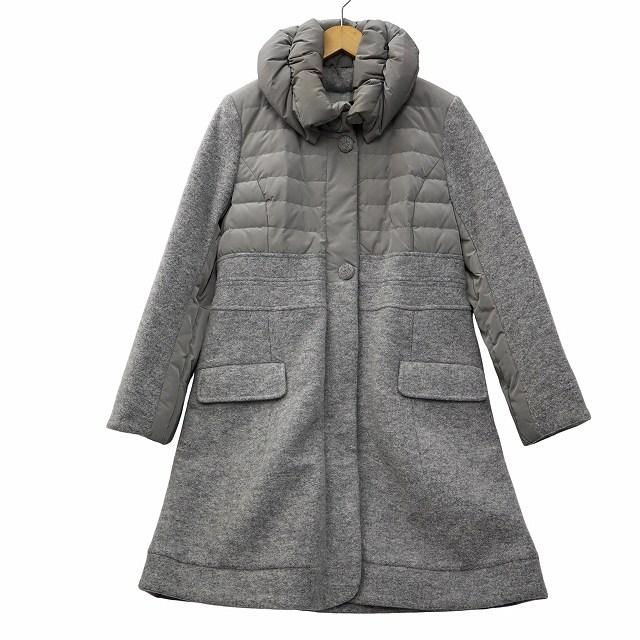 ACRO ウール × ナイロン 切り替え ダウン コート 42 グレー レディース