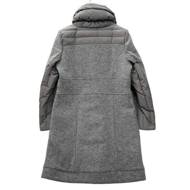 【美品】セオリー ウール×ナイロン切り替え ダウンコート ロング 定番 人気 ACRO ウール × ナイロン 切り替え ダウン コート 42 グレー レディース