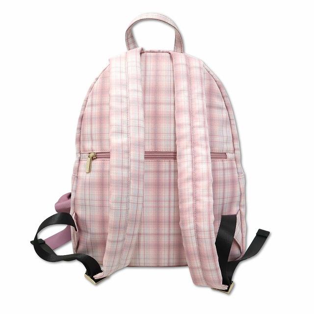 メゾンドフルール チェックリボンラウンドリュック PC収納可 ピンク メゾンドフルール Maison de FLEUR チェックリボンラウンドリュック PC