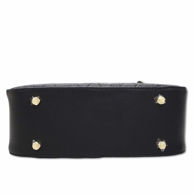 【中古】メゾンドフルール Maison de FLEUR モノグラムトラペゾイドバッグ 型押し ハンドバッグ ブラック レディース メゾンドフルール Maison de FLEUR モノグラムトラペゾイドバッグ 型