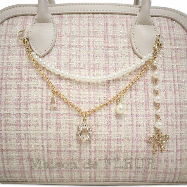 メゾンドフルール Maison de FLEUR チャーム付きツイード2Wayバッグ