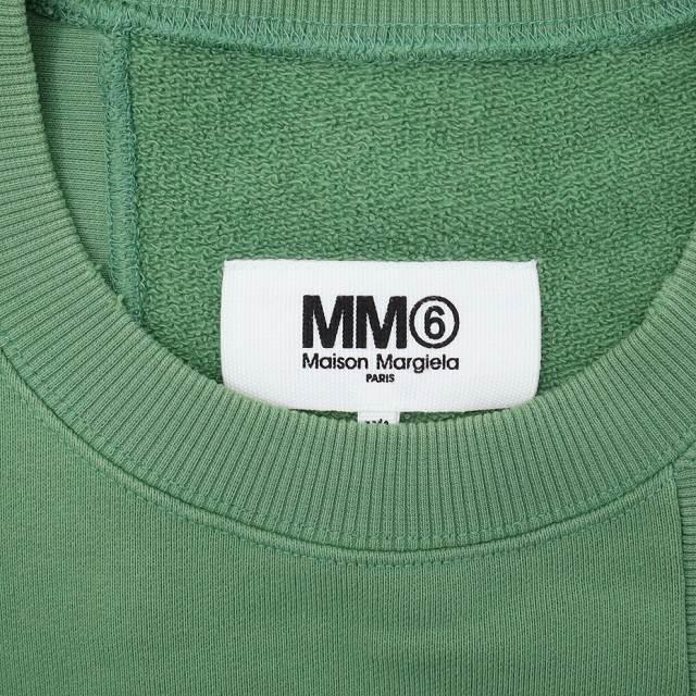 エムエムシックス メゾンマルジェラ MM6 Maison Margiela クルーネック プリント オーバーサイズ スウェット トレーナー XS(M) S(L) GREEN(_2