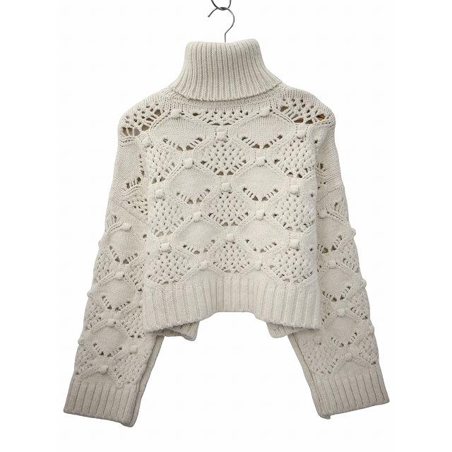 ZARA（ザラ） タートルネック ボタン ケーブルニット クロップド丈