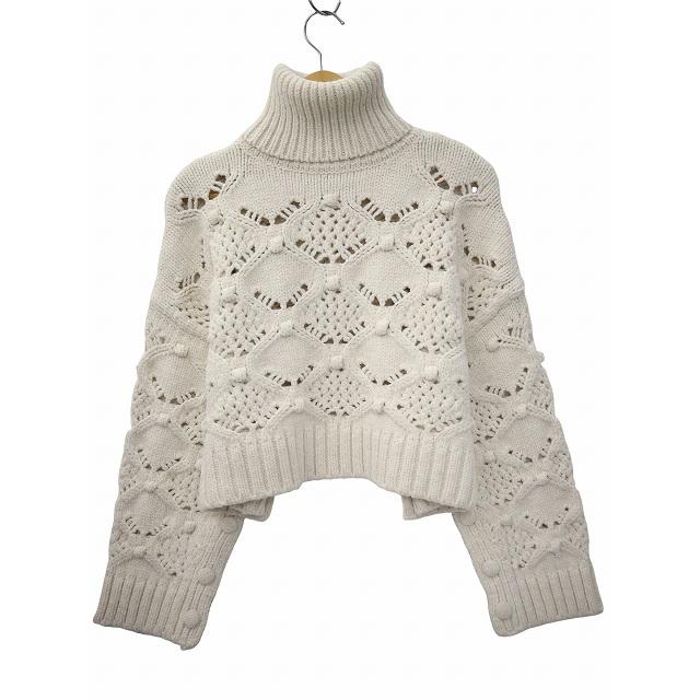 ZARA（ザラ） タートルネック ボタン ケーブルニット クロップド丈