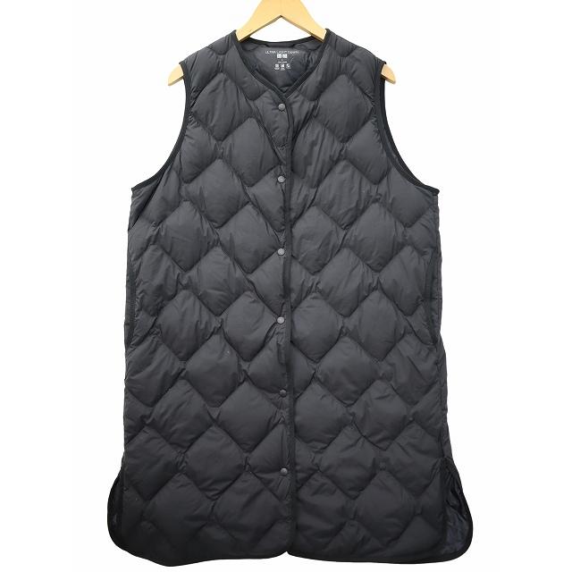 ユニクロ（UNIQLO） ウルトラライト ダウン ロングベスト L BLACK
