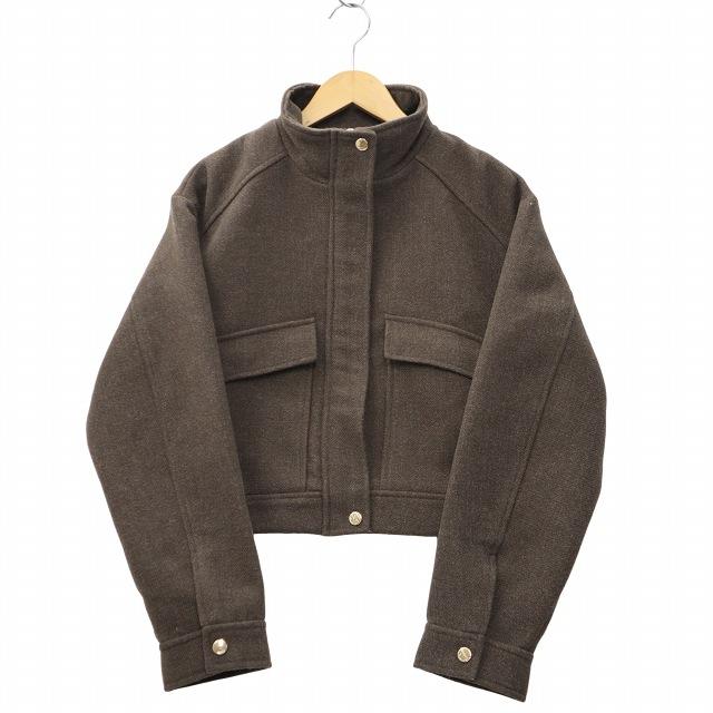 ZARA（ザラ） ソフト ハイカラー ジャケット ブルゾン M BROWN