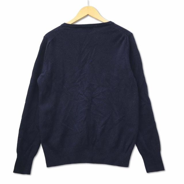 ユニクロ（UNIQLO） カシミヤクルーネックカーディガン 長袖 ネイビー