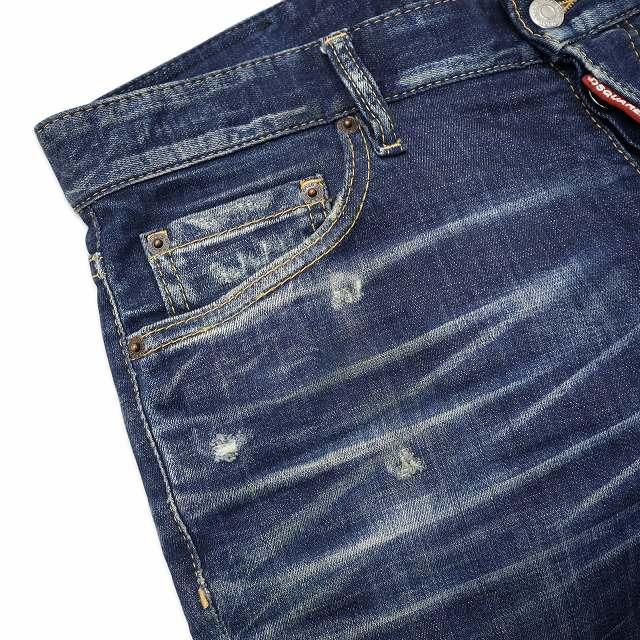 ディースクエアード DSQUARED2 Slim Jean ダメージ リペア ウォッシュ加工 スリム デニムパンツ 50(L) INDIGO(インディゴ) メンズ_3