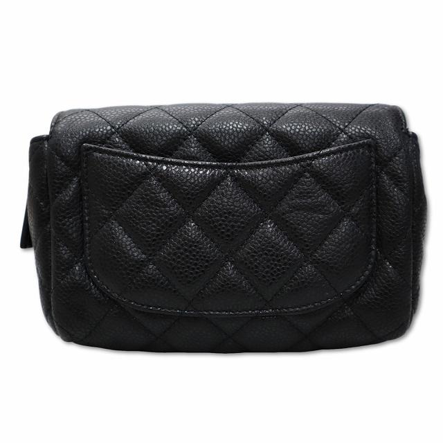 シャネル CHANEL キャビアスキン レザー ココマーク コンパクト 化粧 コスメポーチ BLACK(ブラック) レディース_1