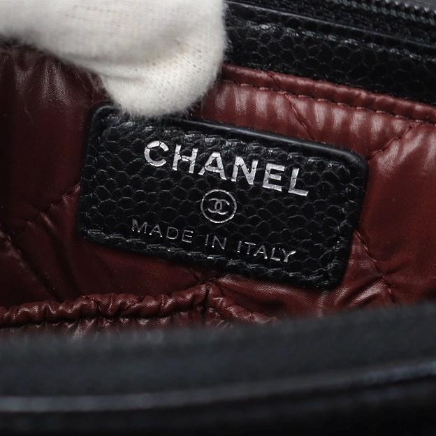 シャネル CHANEL キャビアスキン レザー ココマーク コンパクト 化粧 コスメポーチ BLACK(ブラック) レディース_4