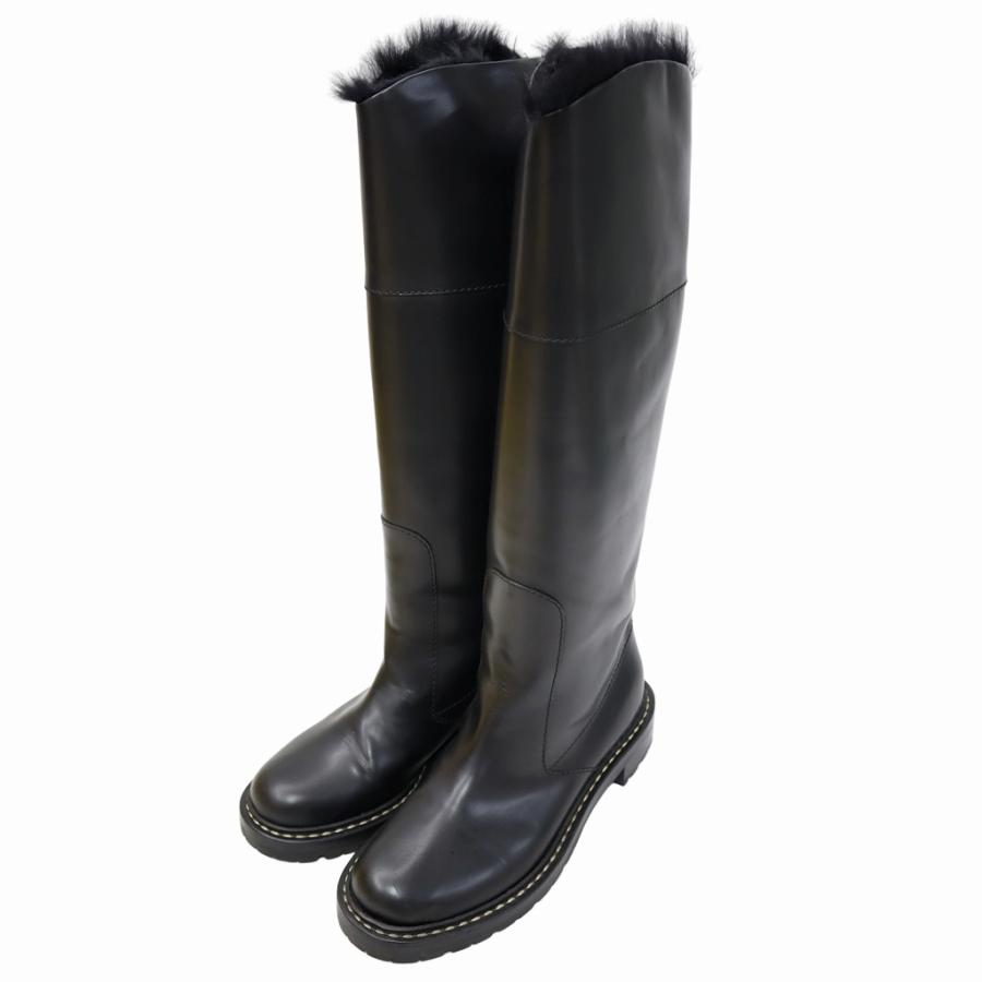 LOEWE（ロエベ） ファーライニング レザー ロングブーツ 38(24.5cm