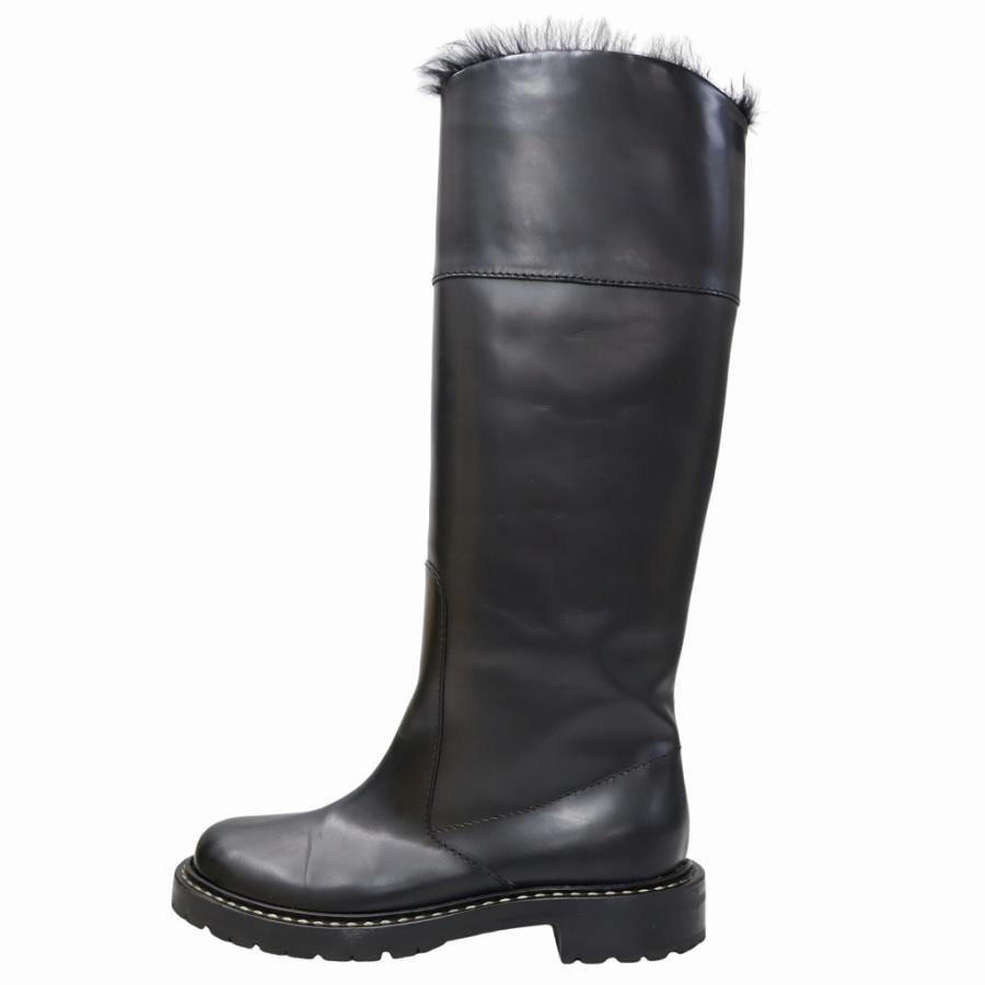 LOEWE（ロエベ） ファーライニング レザー ロングブーツ 38(24.5cm