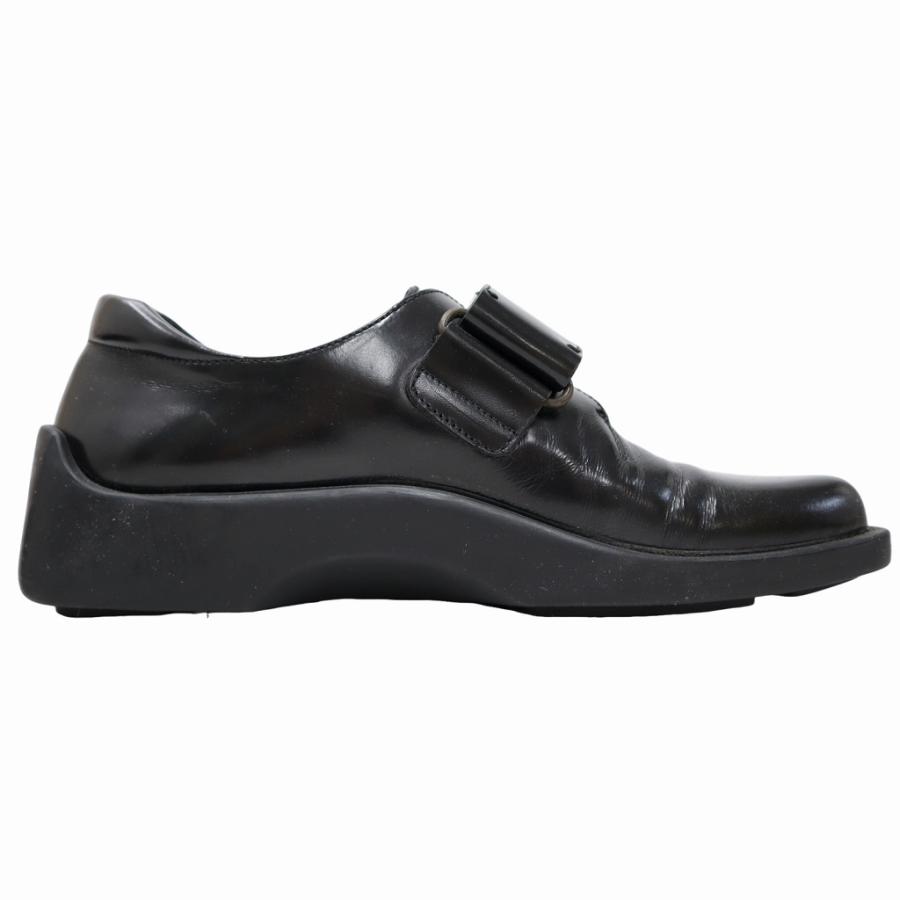 プラダ PRADA LEATHER BELTED SHOES レザー ベンクロ ローファー 36(23cm) BLACK(ブラック) レディース