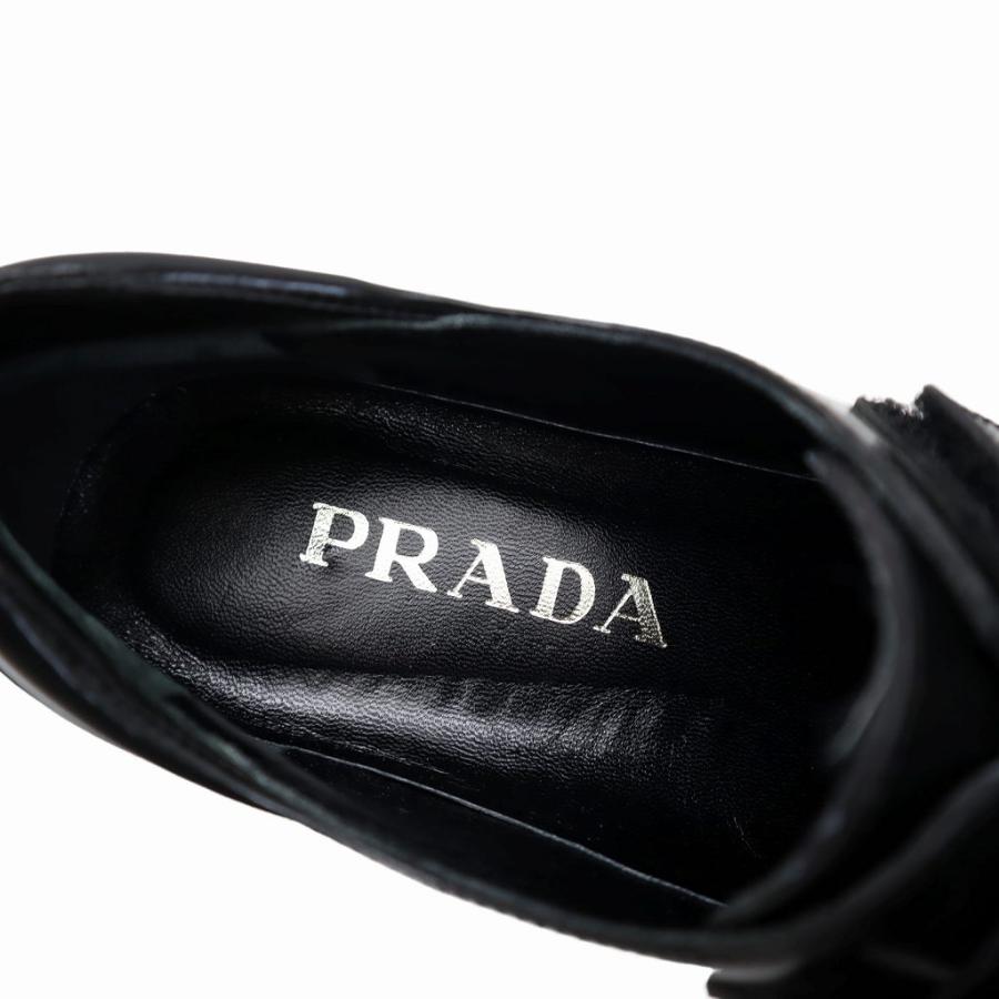 プラダ PRADA LEATHER BELTED SHOES レザー ベンクロ ローファー 36(23cm) BLACK(ブラック) レディース