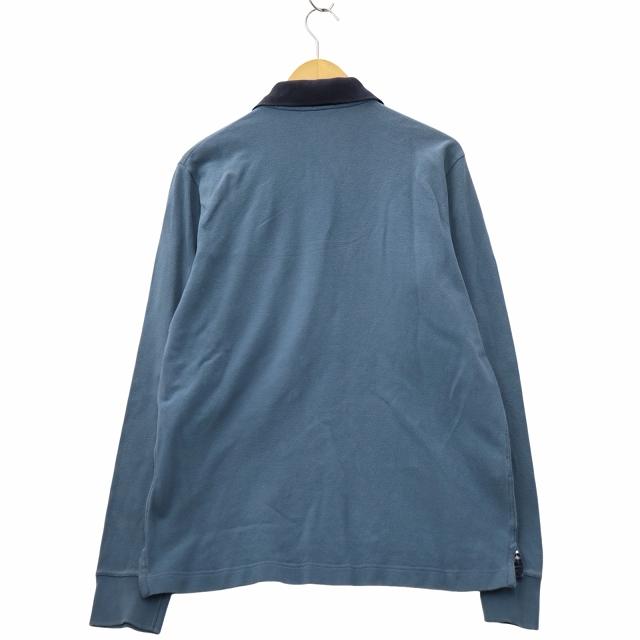 エルメス セリエボタン 長袖 コットン ニット ポロシャツ M BLUE ブルー エルメス HERMES セリエボタン 長袖 コットン ニット ポロシャツ M