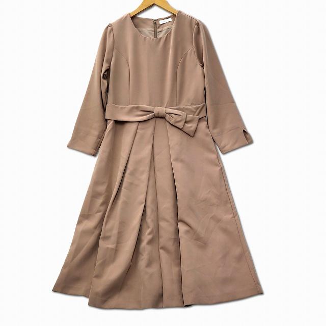 ティアクラッセ Tiaclasse アシメリボンベルト フレア ワンピース XL 