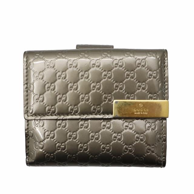 GUCCI（グッチ） シマレザー GGロゴ 二つ折り財布 SILVER シルバー