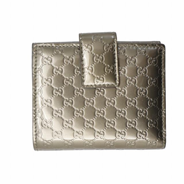GUCCI（グッチ） シマレザー GGロゴ 二つ折り財布 SILVER シルバー