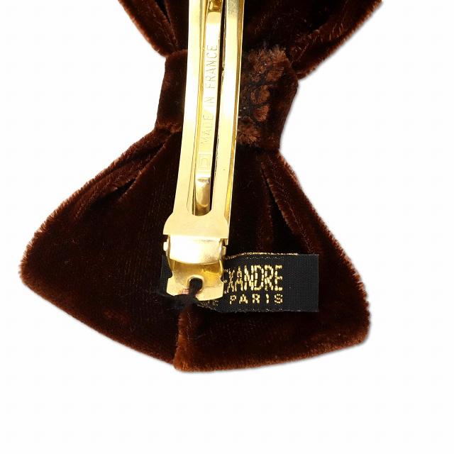 【美品】【アレクサンドルドゥパリ】バレッタ ベロア リボン ダークブラウン アレクサンドル ドゥ パリ ALEXANDRE DE PARIS フランス製 ベロア