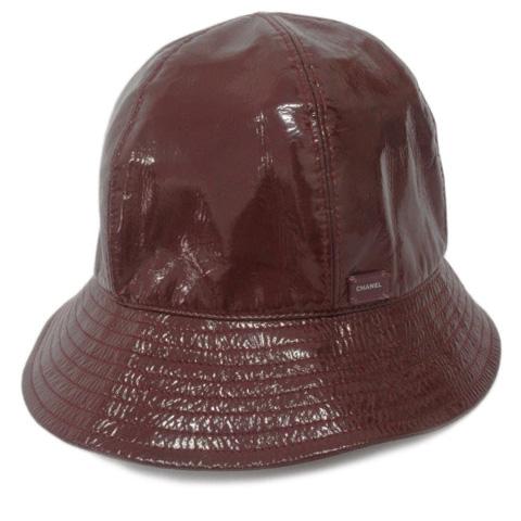 日本産 シャネル Chanel 帽子 メトロ ハット エナメル 光沢 58 ボルドー レディース ベクトル 古着 注目の Kuljic Com