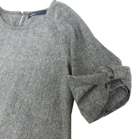 中古 アズノウアズ As Know As ワンピース ミニ ツイード リボン 装飾 五分袖 ウール混 黒 ブラック レディース ベクトル 古着 後払い手数料無料