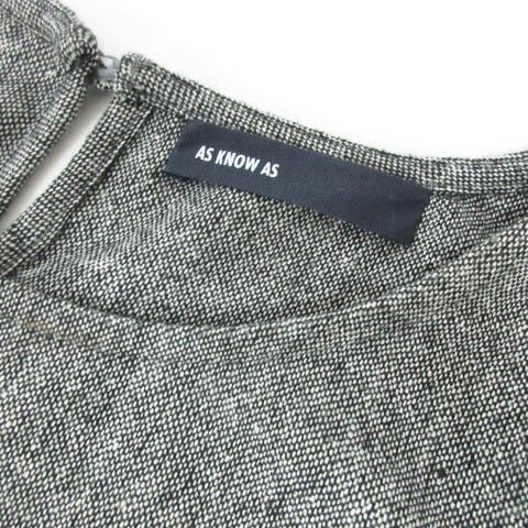 中古 アズノウアズ As Know As ワンピース ミニ ツイード リボン 装飾 五分袖 ウール混 黒 ブラック レディース ベクトル 古着 後払い手数料無料