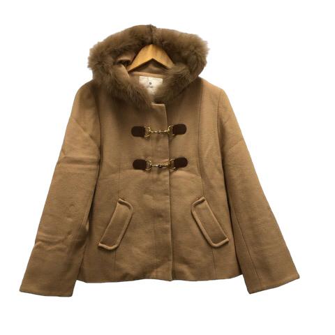 エフデ ef-de コート ダッフルコート ファー フード ショート丈 ウール  