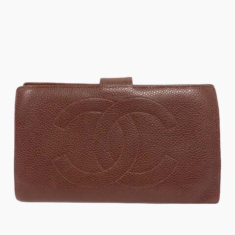 CHANEL シャネル 105c18 キャビアスキン ウォレット 長財布 二