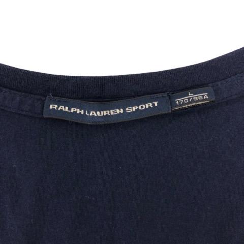 ラルフローレン RALPH LAUREN SPORT Tシャツ 半袖 Vネック 無地 ロゴ刺繍 コットン L 紺 ネイビー 赤 レッド レディース｜vectorpremium｜03