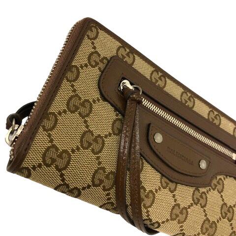 【中古】未使用品 グッチ ×バレンシアガ 681710 ザ ハッカープロジェクトネオクラシックジップアラウンド 長財布 茶 レディース GUCCI（グッチ） 未使用品 ×バレンシアガ 681710 ザ ハッカー