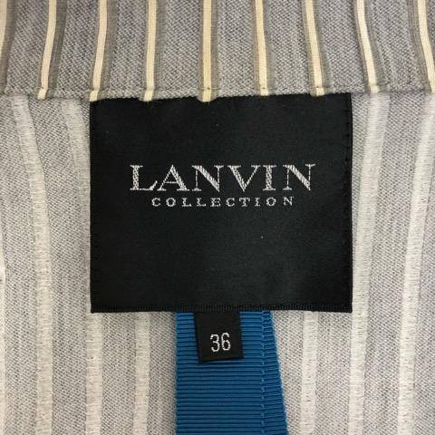 ランバン LANVIN ジャケット 長袖 ストライプ コットン混 36 グレー 白  