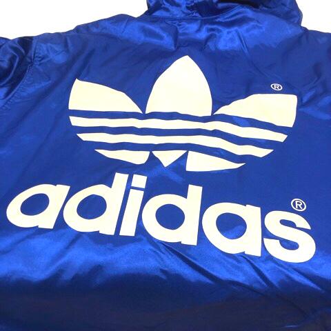 アディダス　ベンチコート　冬　部活　応援　adidas　青　デサント　M adidas（アディダス） ベンチコート デサント製 ロゴ プリント ロング
