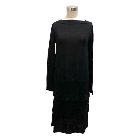 CELINE（セリーヌ） ニットワンピース シルク ロング丈 無地 切替 薄手