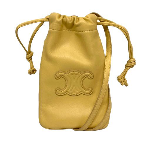 CELINE セリーヌ ドローストリング モバイルポーチ キュイル